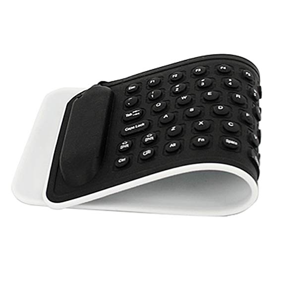 HDE Portable USB Mini Flexible Rollup Waterproof Silicone QWERTY Keyboard