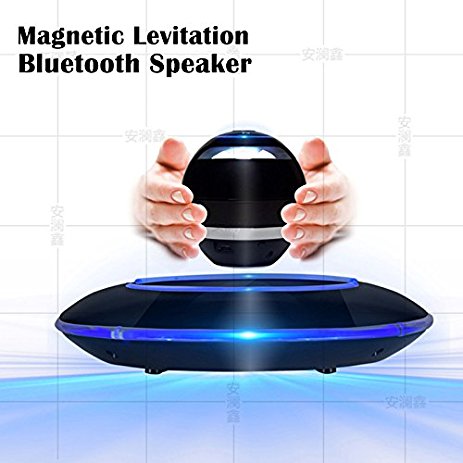 Levitating Bluetooth Speaker, FLADORA Portable Floating Wireless Speaker with Bluetooth, 360 Degree Rotation, Built-in Microphone - Matte Black