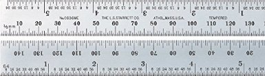 Starrett C636ME-150 Spring Tempered Steel Rule With Millimeter And Inch Graduations, 150mm Length, 19mm Width, 1.2mm Thickness