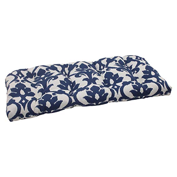 Pillow Perfect Outdoor Bosco Wicker Loveseat Cushion, Navy