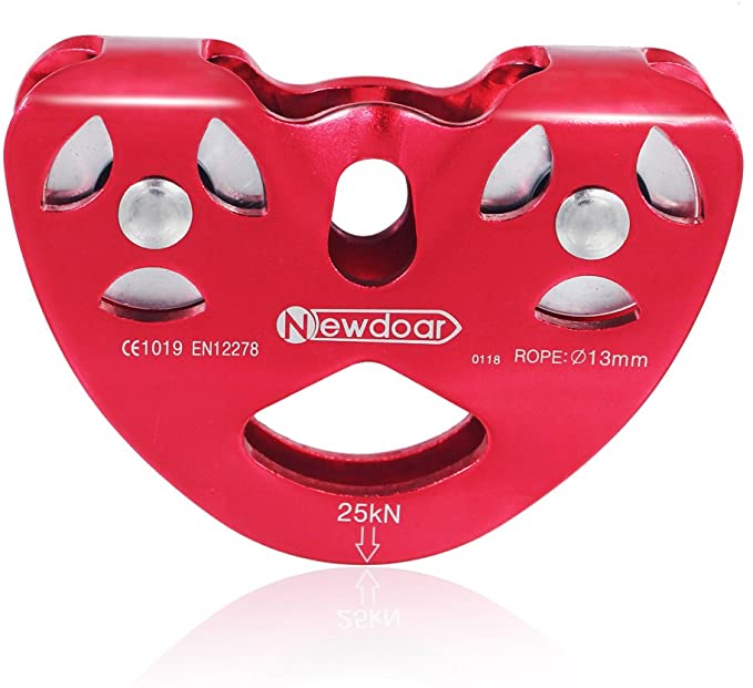 NewDoar CE Certified 25/28KN Tandem Double Speed Pulley/Trolley for Climbing, Rescue Lifting