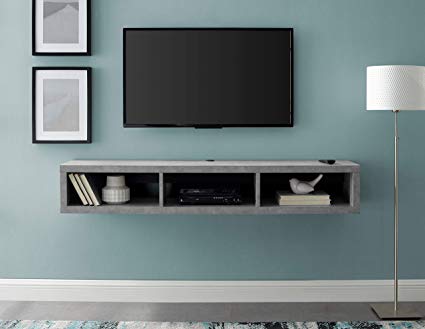 Martin Furniture IMSE360CT Floating Tv Console, 60", Stone Gray