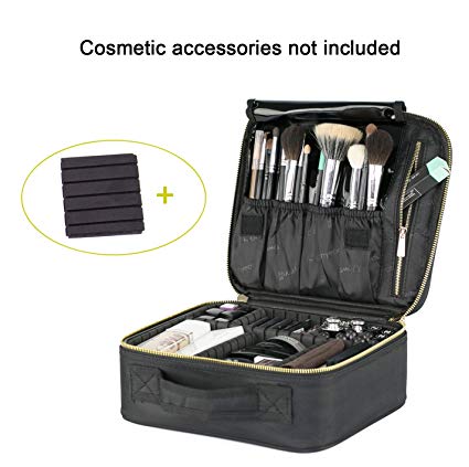 ROWNYEON Cosmetic Bag Makeup Artist Makeup Train Case Portable EVA Makeup Organizer Case (Small Black)