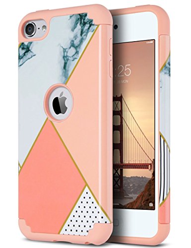 iPod 6 Case Marble, iPod Touch 5 & 6th Generation Case,ULAK Slim Fit Protective Dual Layer Soft Silicone   Hard Back Cover, Marble Rose Gold