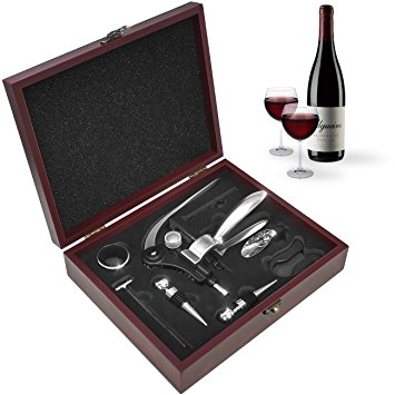 Sorbus Wine Opener Gift Set Corkscrew Kit— Deluxe 9 Pieces Wine Tool Set Includes:Corkscrew Opener, Wine Stoppers, Corkscrews, Thermometer, Foil Cutter, Pourer /Stopper, Drip Ring-For Any Occasion!