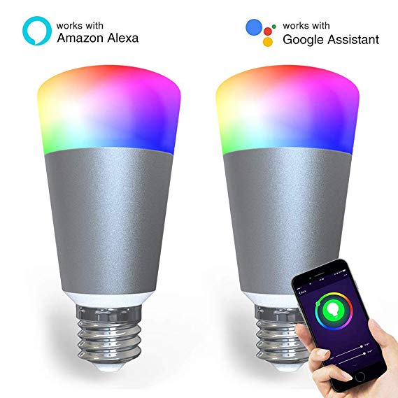 CPLA Smart Light Bulb, A19 7W Medium Base Dimmable Multicolor Lights, No Hub Required, Magic Light Compatible with Alexa and Google Assistant Pack of 2