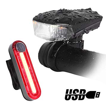 Unigear Bike Lights, LED Bike Light Set for Cycling, Headlight and Tail Light for Road & Mount, USB Rechargeable, Smart Sensors, Waterproof, Easy to Install, 5 Light Mode, 1200mAh Lithium Battery