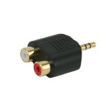 HDE Gold Plated Single 35mm Male to Dual Female RCA Stereo Audio Y Splitter Adapter