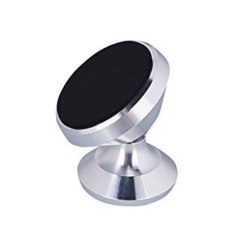 Magnetic Car Mount Holder, Walway Aluminum Alloy Universal 360° Rotation Cell Phone Dashboard Car Mount Holder for Smartphones iPhone 8/ 8 Plus/ 7/ 7 Plus/6S Plus Galaxy S8 Mini Tablets GPS (Silver)