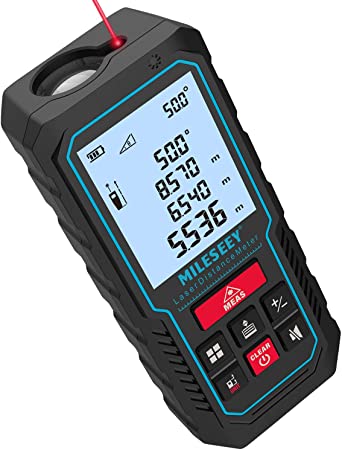 229Ft Laser Measure Device, Mileseey Digital Laser Tape Measure with Upgraded Electronic Angle Sensor, ±2mm Accuracy, Area Measurement,Volume and Pythagoras, Backlit LCD,Mute, Battery Included