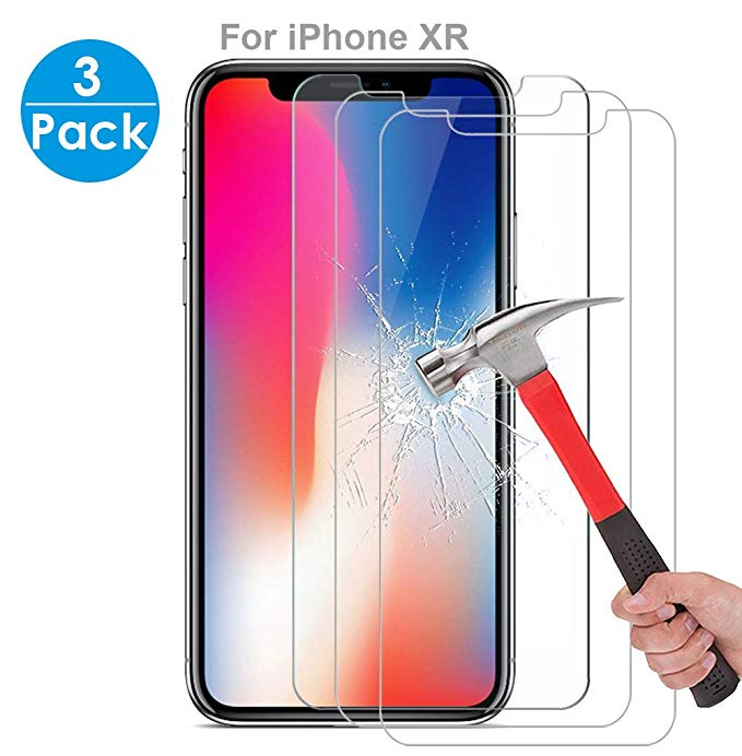 SEGMOI 3Pack iPhone XR Tempered Glass Screen Protector 9H Hardness HD Clear Film with Retail Gift Package for iPhone XR