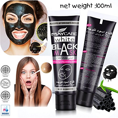 Black Mask, Charcoal Peel Off Mask, Blackhead Remover Mask, Black Mud Deep Cleansing Peel Off Acne Mask Activated Charcoal Tearing Mask for Face Nose (100ml)