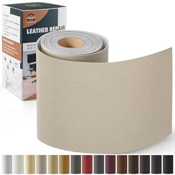 Leather Repair Kit for Furniture 4"x 63" Leather Tape Repair Patch Self Adhesive Sofa Vinyl Repair Patch Kit for Car Seat,Couch,Boat Seat,Chair - Ivory Gray