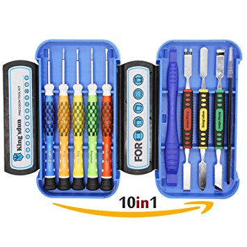 Kingsdun 10 in 1 Magnetic Precision Screwdriver Set Repair Kit include Pentalobe Tripoint Flathead with Metal Spudger Tool & ESD Tweezer Set for Iphone & other small electronics