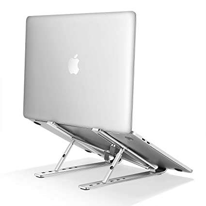 KIPTOP Laptop Stand, Laptop Holder Riser Computer Stand, Aluminum 6-Angles Adjustable Ventilated Notebook Stand Mount for MacBook Air Pro, Huawei, Lenovo, Dell, HP, all 10-15.6” Laptops iPad - Silver
