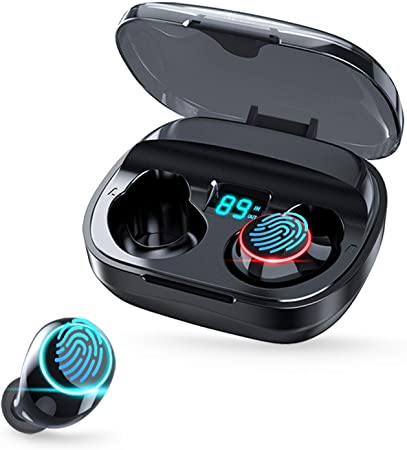 Wireless Earbuds Bluetooth 5.0 Headphones with Smart LED Display Charging Case and Touch Control Waterproof TWS Stereo in-Ear Earphones Wireless Headphones with Mic Compatible for iPhone & Android