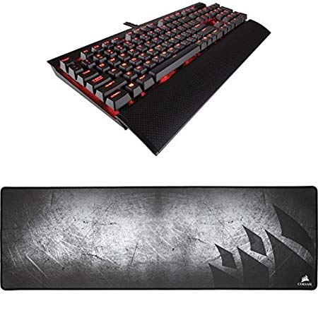 Corsair Gaming K70 RAPIDFIRE Mechanical Keyboard, Backlit Red LED, Cherry MX Speed and Corsair Gaming MM300 Anti-Fray Cloth Gaming Mouse Pad, Extended