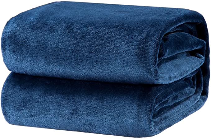 Bedsure Fleece Blanket Throw Size Navy Lightweight Super Soft Cozy Luxury Bed Blanket Microfiber