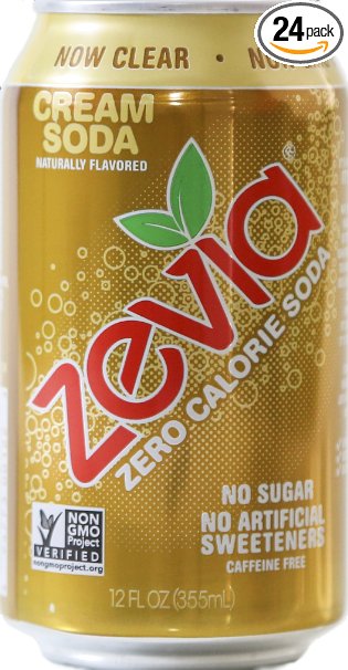 Zevia Zero Calorie Soda, Cream Soda, Naturally Sweetened, (Pack of 24)