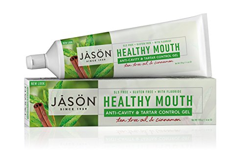 JASON Healthy Mouth Anti-Cavity & Tartar Control Toothpaste, Tee Tree Oil & Cinnamon, 6 oz. (Pack of 3) (Packaging May Vary)