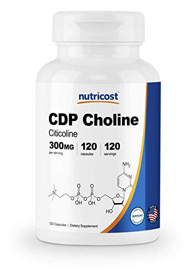 Nutricost CDP Choline (Citicoline) 300mg, 120 Veggie Capsules - Non-GMO, Vegan Friendly, Gluten Free