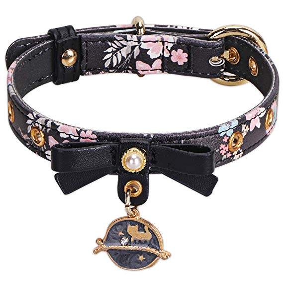 PetsHome Cat Collar, Dog Collar, Premium PU Leather Adjustable Collars for Small Dog and Cat