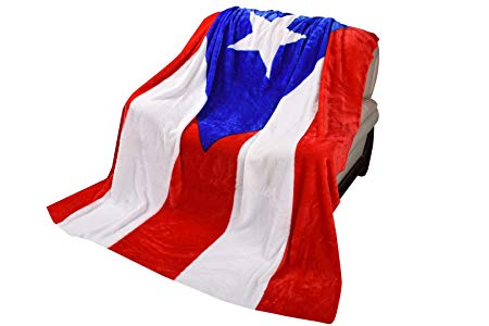 Puerto Rican Two Layer Blanket,75 Inches by 90 Full Queen Bed,Ultra Plush Korean,Micro-mink,Bed-throw, Warm (Pr Flag 2ply)