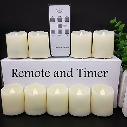【Timer,18 Pcs Batteries Included】LAPROBING 9 Pcs LED Battery Operated Flickering Flameless Candles 180  Hours of Extended Light Timer with Remote Control and Timer for Wedding Decorations Centerpieces Birthday Parties