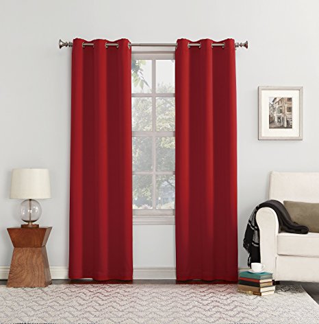 Sun Zero Easton Blackout Energy Efficient Curtain Panel, 40" x 63", Red