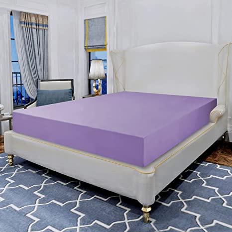 Elegant Comfort Luxurious Wrinkle Resistant 1500 Thread Count Egyptian Quality 1-Piece Fitted Sheet All Around Elastic -Deep Pocket- Ultra Soft Bottom Fitted Sheet, Queen, Lavender