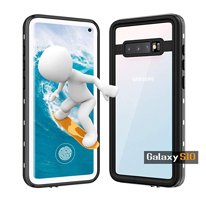 Samsung Galaxy S10 Case with Built-in Screen Protector,Galaxy S10 Waterproof Case,Full Body Heavy Duty Shockproof Dustproof Rugged Protective Clear Cover,Compatible with Fingerprint ID (White Cases)