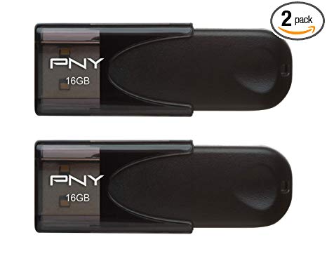 PNY - Attaché 4 16GB USB 2.0 Flash Drive - 2 Pack - Black (P-FD16GX2ATT4-GE)