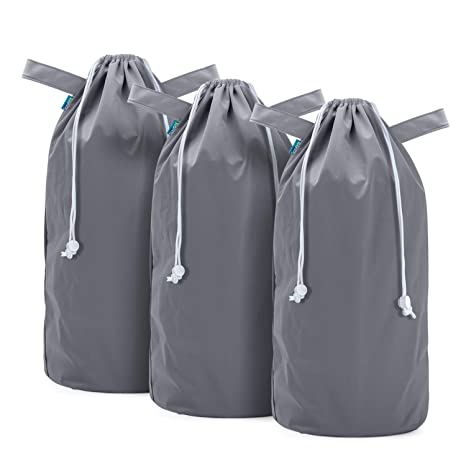Teamoy Pail Liner for Cloth Diaper(Pack of 3), Reusable Diaper Pail Wet Bag with Drawstring, Fits for Dekor, Ubbi Diaper Pails, Gray x3