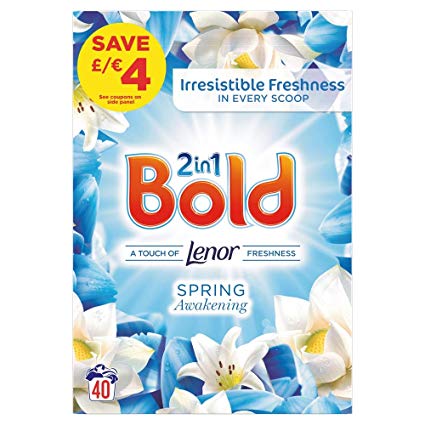 Bold 2-in-1 Washing Powder Spring Awakening 40 Washes, with A Touch of Lenor Long Lasting Freshness, 2.6 kg