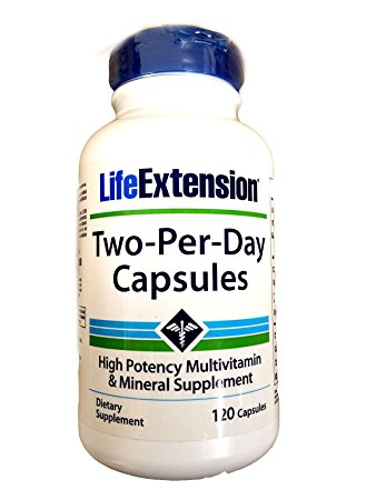 Life Extension Two-Per-Day Capsules 120 Capsules (120 Capsules, High Potency Multivitamin & Mineral Supplement)