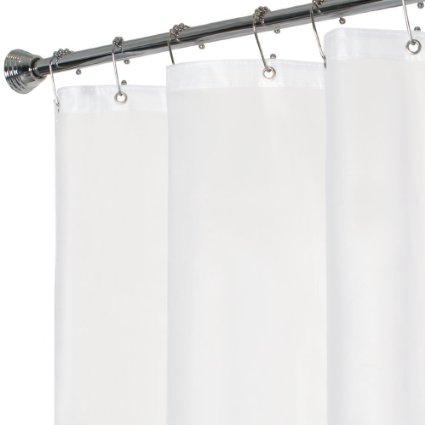 Hotel Collection Heavy Duty Shower Curtain Liner 70 in. x 72 in. by Momentum Home. Easy Clean Vinyl. Heavy Duty for Durability. Rust Resistant Metal Grommets. Features 3 Fully Waterproof Bottom Magnets to Keep the Shower Curtain in Place. Clear