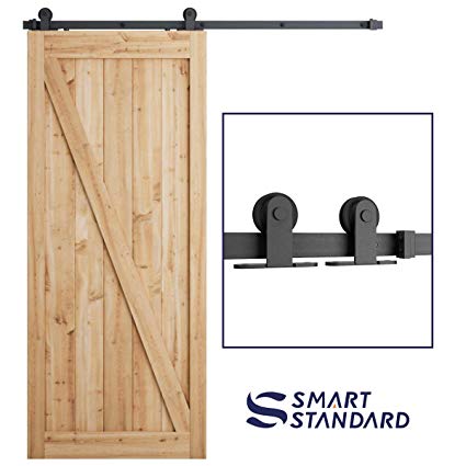 6FT Heavy Duty Sturdy Sliding Barn Door Hardware Kit - Super Smoothly and Quietly - Simple and Easy to Install - Includes Step-by-Step Instruction -Fit 36'' Wide Door Panel(T Shape)