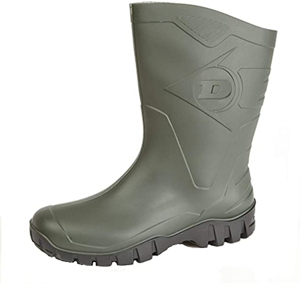 Womens Dunlop Short Half Length Ankle Wellington Wellies Boots WIDE CALF UK 4 -9, Green, 7 UK