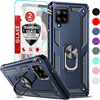 LeYi for Samsung A42 5G Phone Case, Galaxy A42 5G Phone Case with [2 Pack] Tempered Glass Screen Protectors, [Military Grade] Ring Kickstand Protective Phone Cases for Samsung A42 5G, Blue