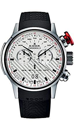 Edox Men's 38001 TIN AIN Chronorally Analog Display Swiss Quartz Black Watch