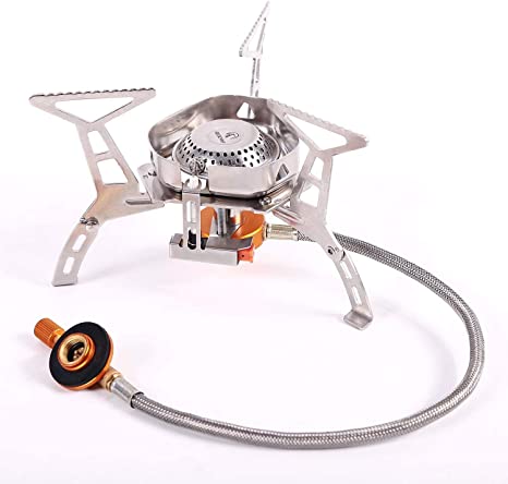 REDCAMP Windproof Portable Backpacking Stove with Piezo Ignition,3500W/4600W Strong Firepower Lightweight Outdoor Camping Stove Propane Butane