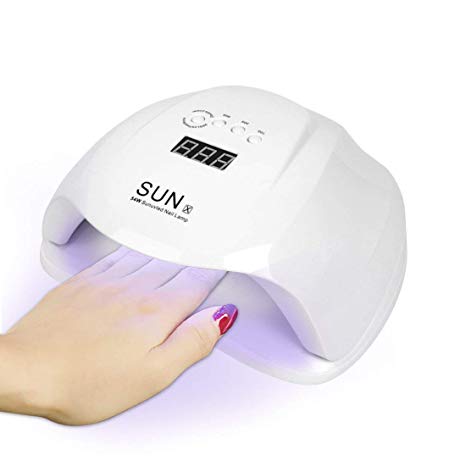 Nail Lamp 54W UV LED 36 Lights Gel Nail Led Lamp Polish Gel Nail Dryer Manicure/Pedicure with 4 Timer Setting Features Removable Tray with LCD (54W, White)