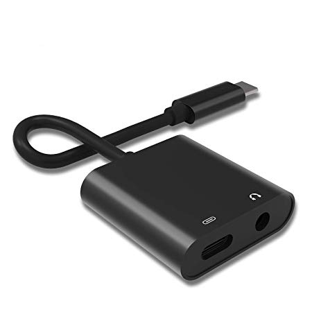 USB Type C to 3.5mm Audio Adapter - Type C Audio Charger Adapter, 2 in 1 Type USB C to 3.5mm Aux Charger Adapter, Compatible with Pixel 2/2XL,HTC,Essential,Huawei Mate10 Pro,MacBook Air,iPad Pro etc