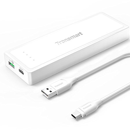 External Battery, Tronsmart Presto 10400mAh 2-Port (Quick Charge 3.0   USB-C Port) Portable Charger Power Bank for Nexus 5X, Nexus 6P, LG G5 and More（White）