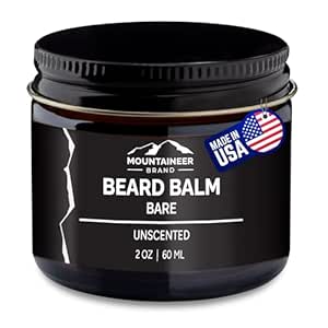 Mountaineer Brand Beard Balm for Men | All Natural Leave-In Conditioner to Moisturize Dry Itchy Skin | Beard Butter Hydrates, Softens and Tames Flyaway Hair | Adds Shine | Bare (Unscented) 2oz