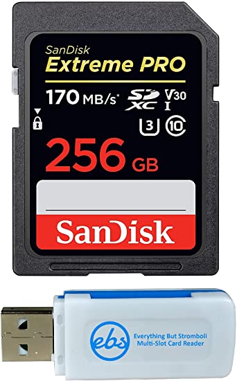 SanDisk 256GB SDXC Extreme Pro Memory Card Bundle Works with Sony Alpha a6000 Mirrorless Camera (ILCE-6000) 4K V30 (SDSDXXY-256G-GN4IN) Plus (1) Everything But Stromboli (TM) Combo Card Reader