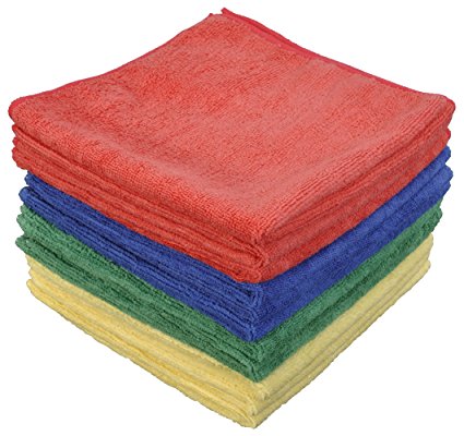 Eurow Microfiber Commercial Towels 16 x 16 300 GSM 12-pack 4 colors