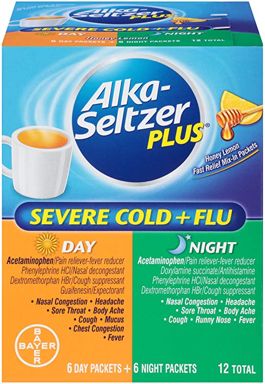 Alka-Seltzer Plus Severe Cold and Flu Day/Night Powder, 12 Count
