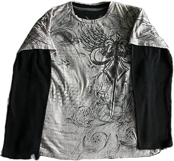 Women Y2k Gothic Grunge Long Sleeve Shirt Skeleton Skull Print Tee Halloween Spooky Graphic Emo T Shirts Fairy Top