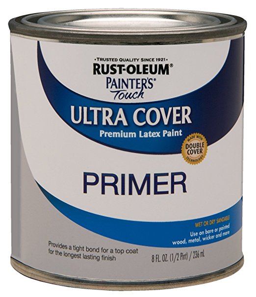 Rust-Oleum 1980730 Painters Touch 1/2 Pint Latex, Flat Gray Primer